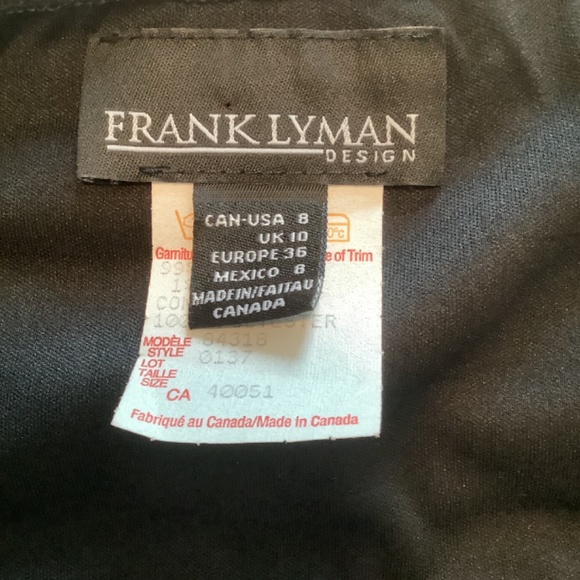 Frank Lyman Design Ladies Lined Ruffle Top Black/ Gold Size USA 8 - Picture 4 of 5